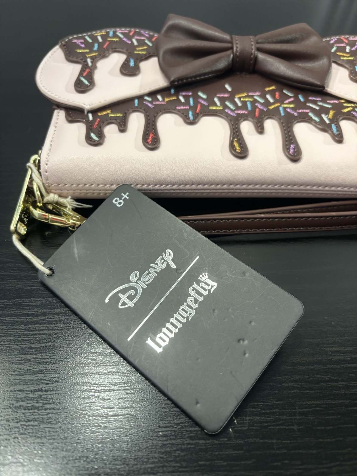 Loungefly Disney Minnie Mouse Chocolate Pink Lollipop Ears Wallet with Bow NWT