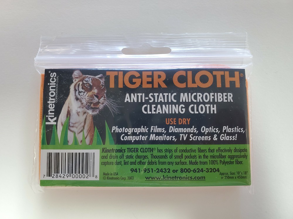 Kinetronics Anti-Static Microfiber Cloth, 10x18-Inch Tiger Cloth