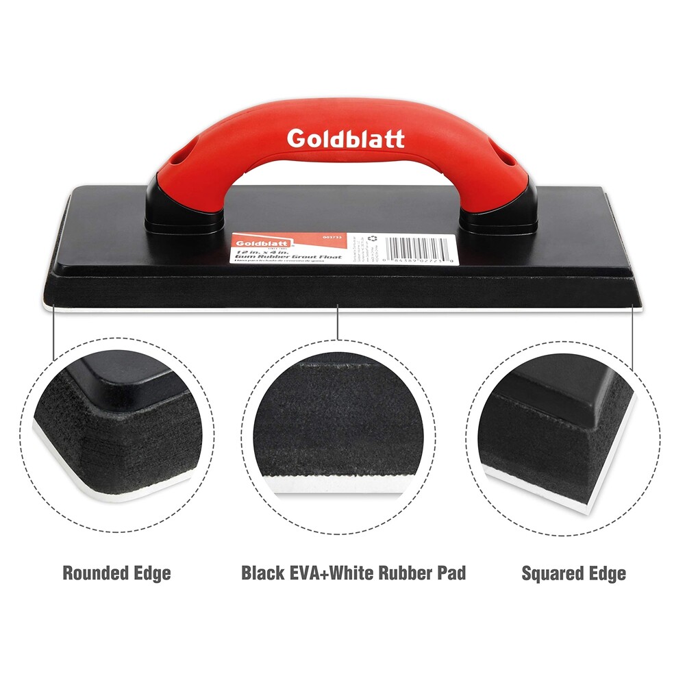 12-inch by 4inch Margin Float Gum Double Rubber Flooring Grout Float Soft Handle