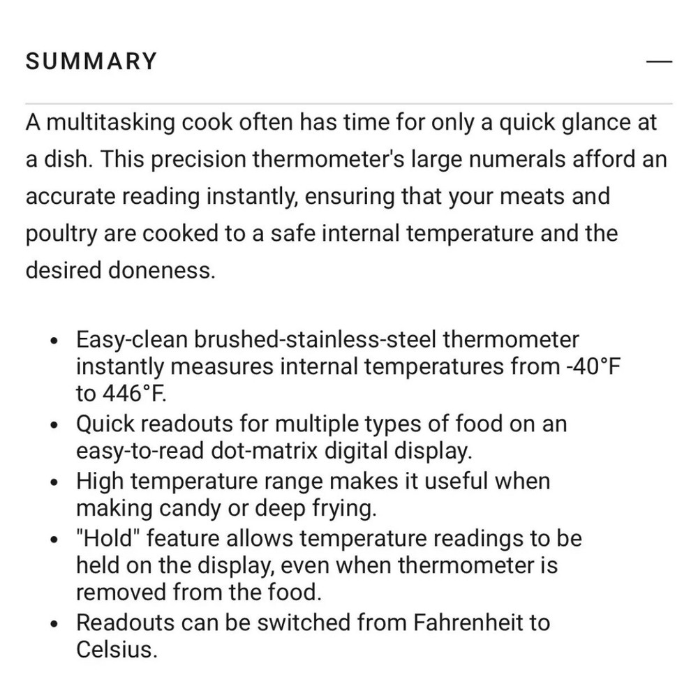 Williams Sonoma Digital Instant Read thermometer