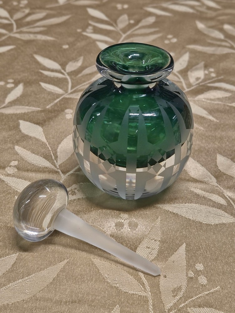 Gary GENETTI Etched Glass Perfume Bottle Signed