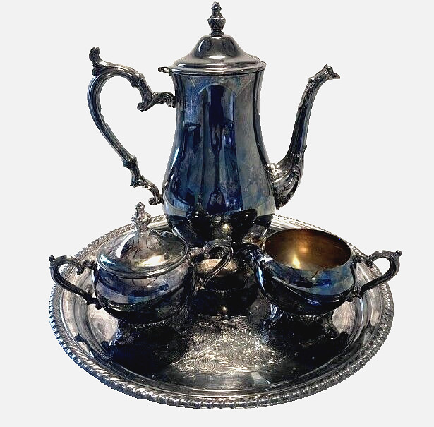 WM Rogers Silver Plated 4 PCS Serving Set Tea Coffee Sugar Cream 171 801 803 804