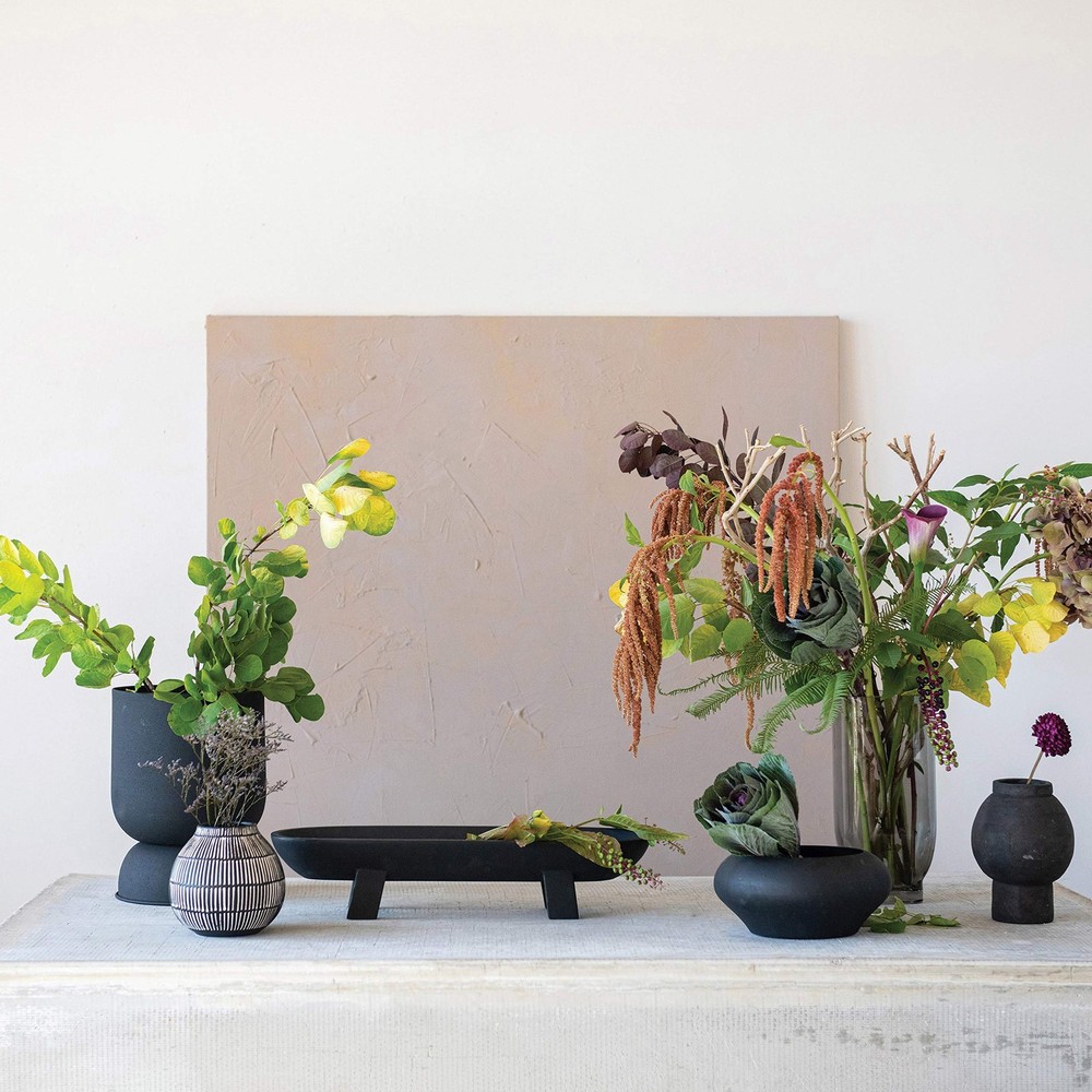 Mango Wood Footed, Black Tray (AH1719)