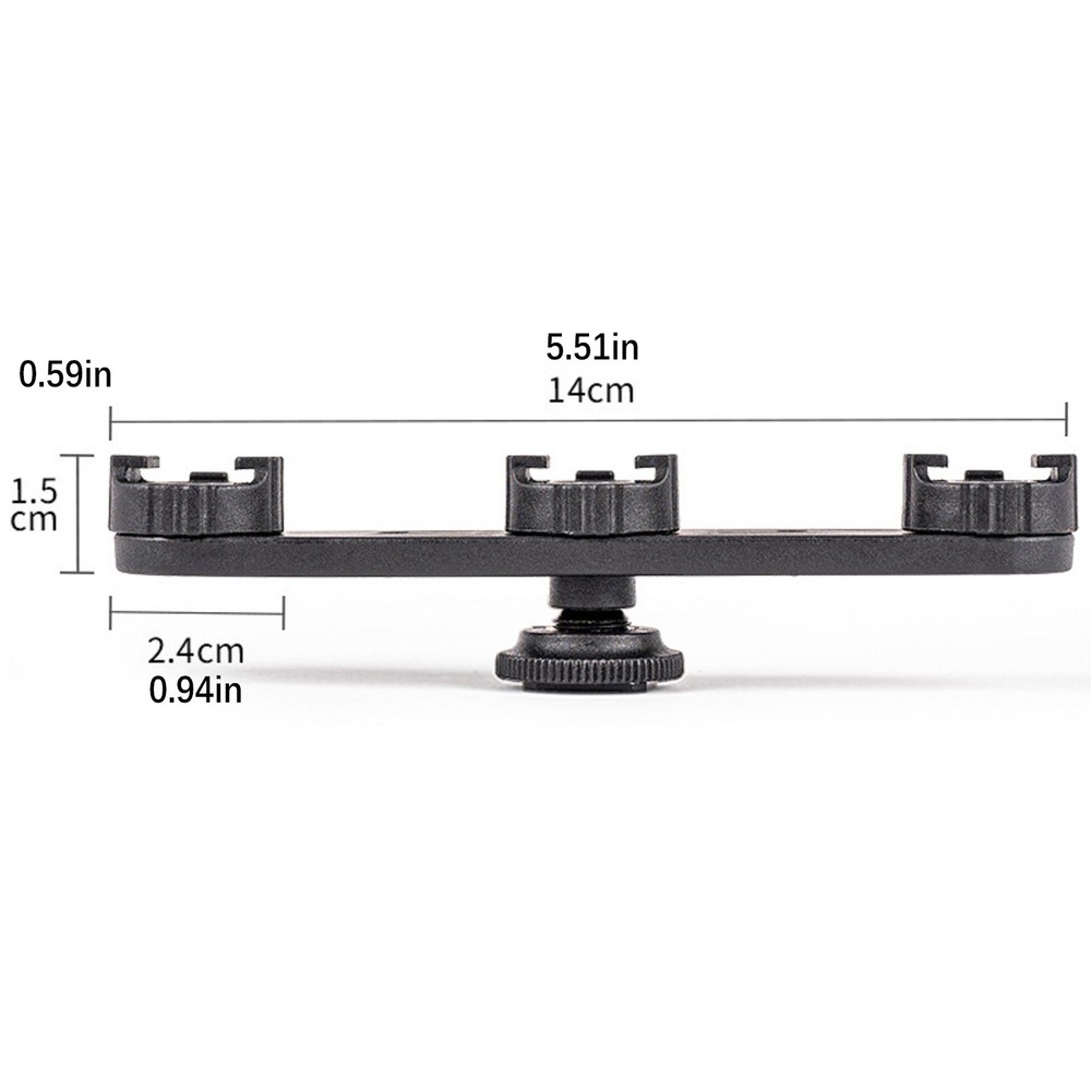 Triple Hot Shoe Bracket Mount Holder Hot Shoe Base Camera Support for Fill Light