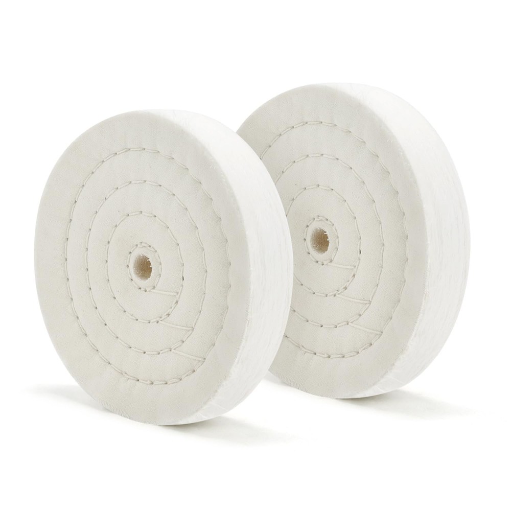 High-Efficiency 6" Buffing Wheel for Bench Grinder - Extra Thick Cotton - 2 PCS