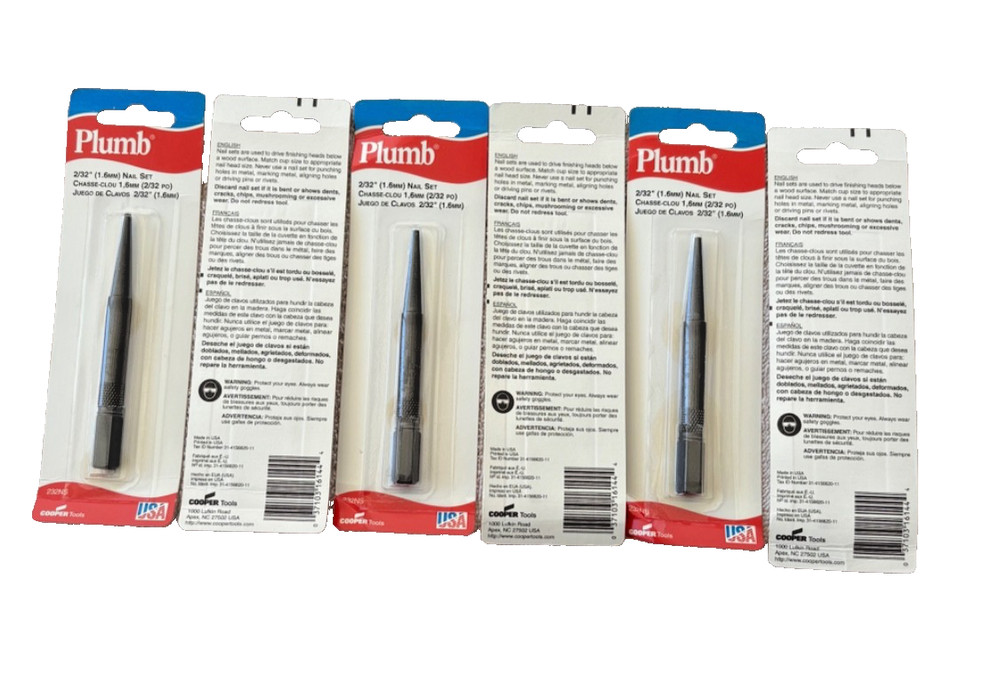 3 PIECES Plumb Nail Punch Set
