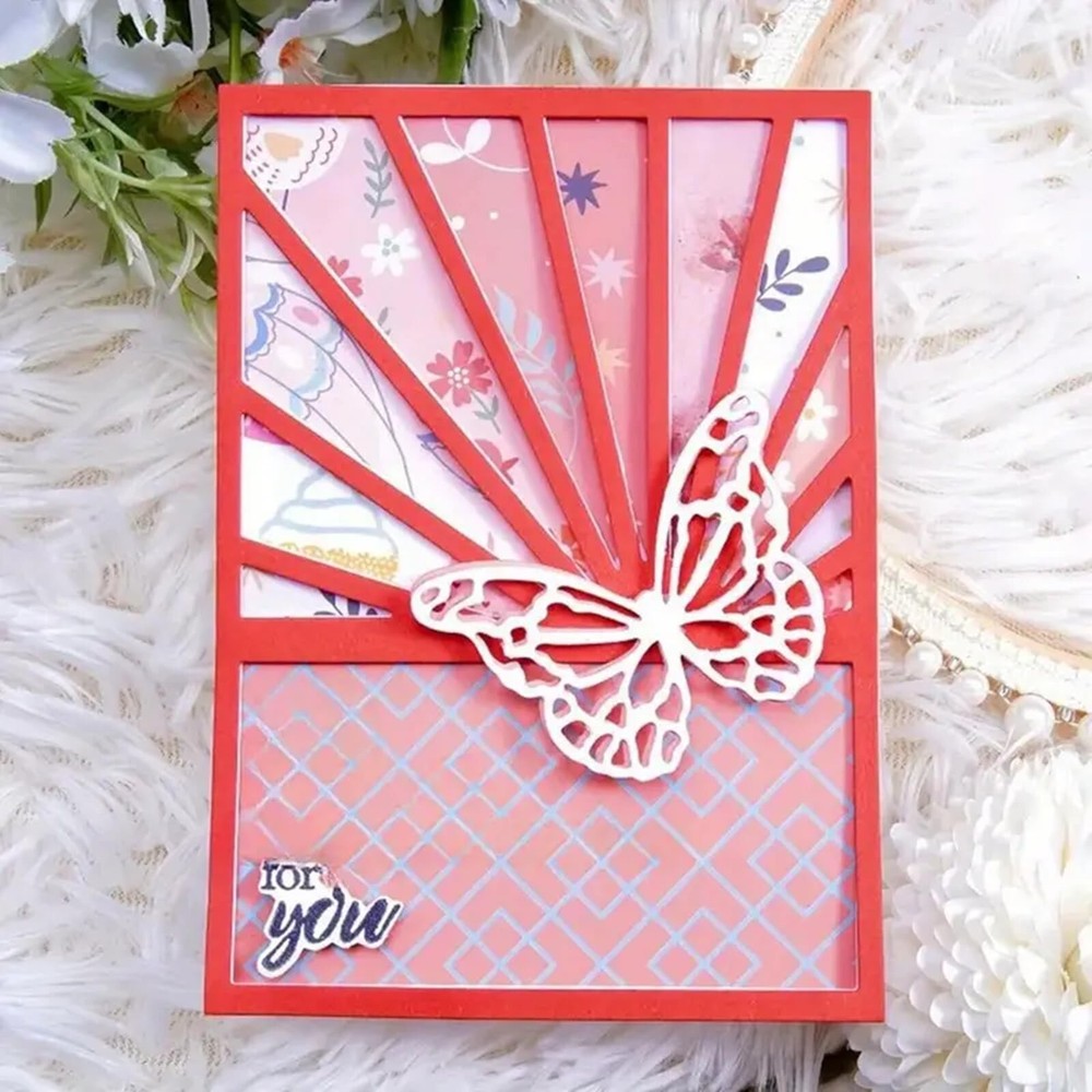 Rectangle Frame Metal Die Cuts, Butterfly and Line Rectangular Frame Cutting ...