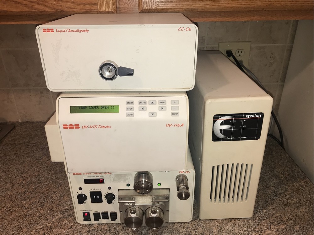 BAS LIQUID CHROMATOGRAPHY SYSTEM  UV 116 UV VIS DETECTOR, PM 80 SOLVENT DELIVERY