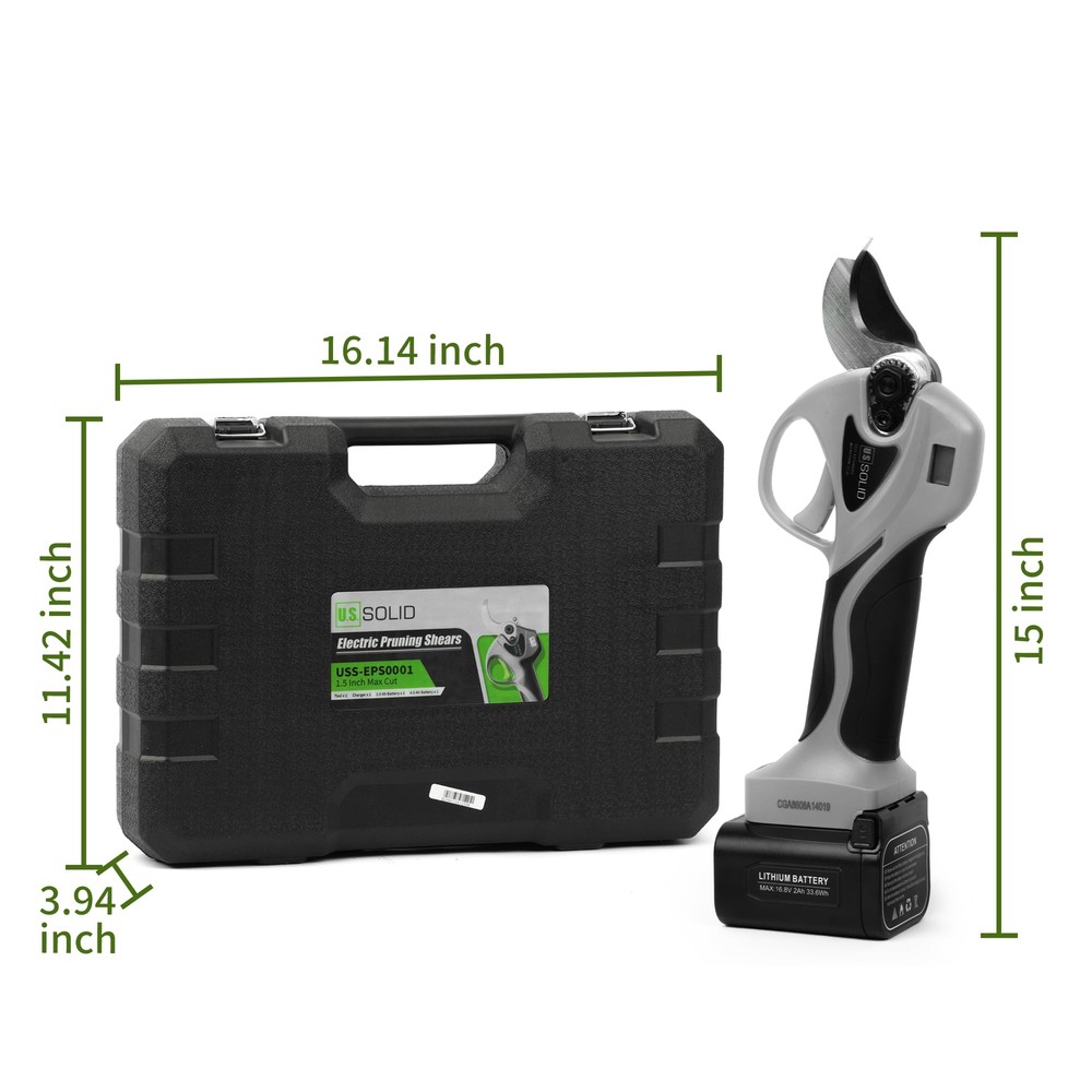 U.S. Solid Cordless Electric Pruning Shear 9H Runtime Max 1.2 inch (32 mm) Cut