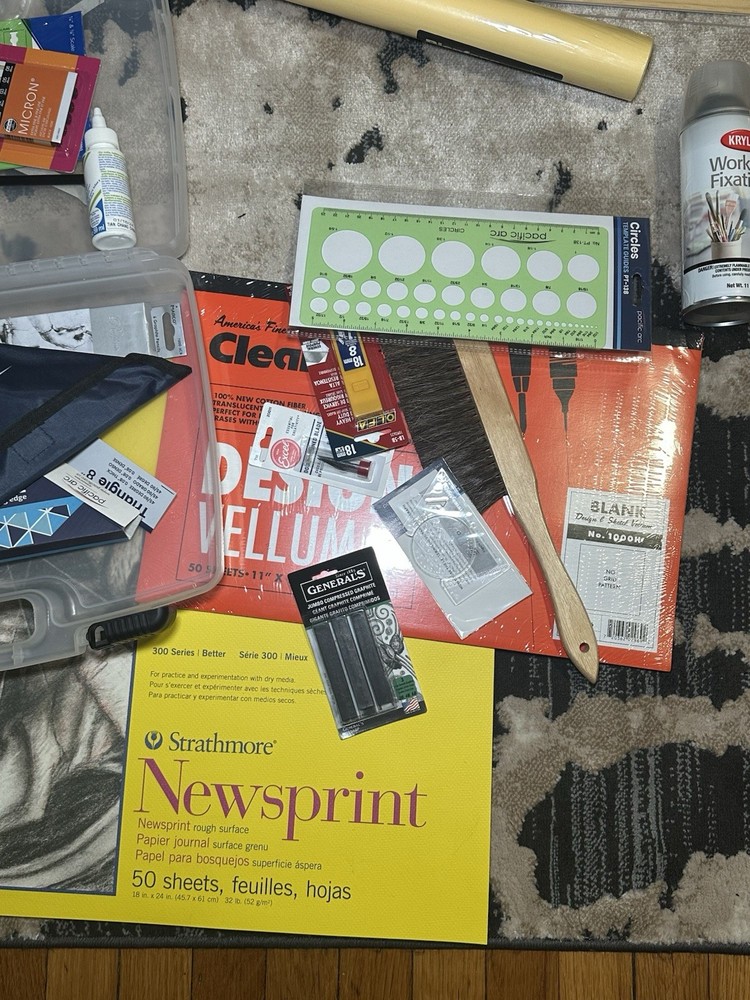 Pacific Arc, Strathmore, Krylon Drafting Kit with Triangle, Templates, Pencils
