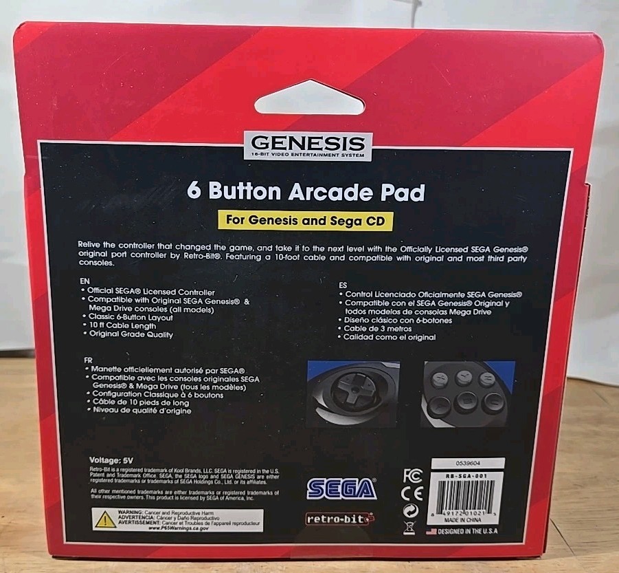 Retro-bit Official Sega Genesis Controller 6-Button Arcade Pad