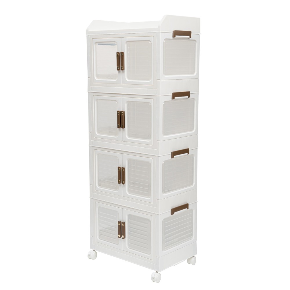 Plastic Collapsible Storage Bins with Lids & Wheels Stackable Closet Organizers