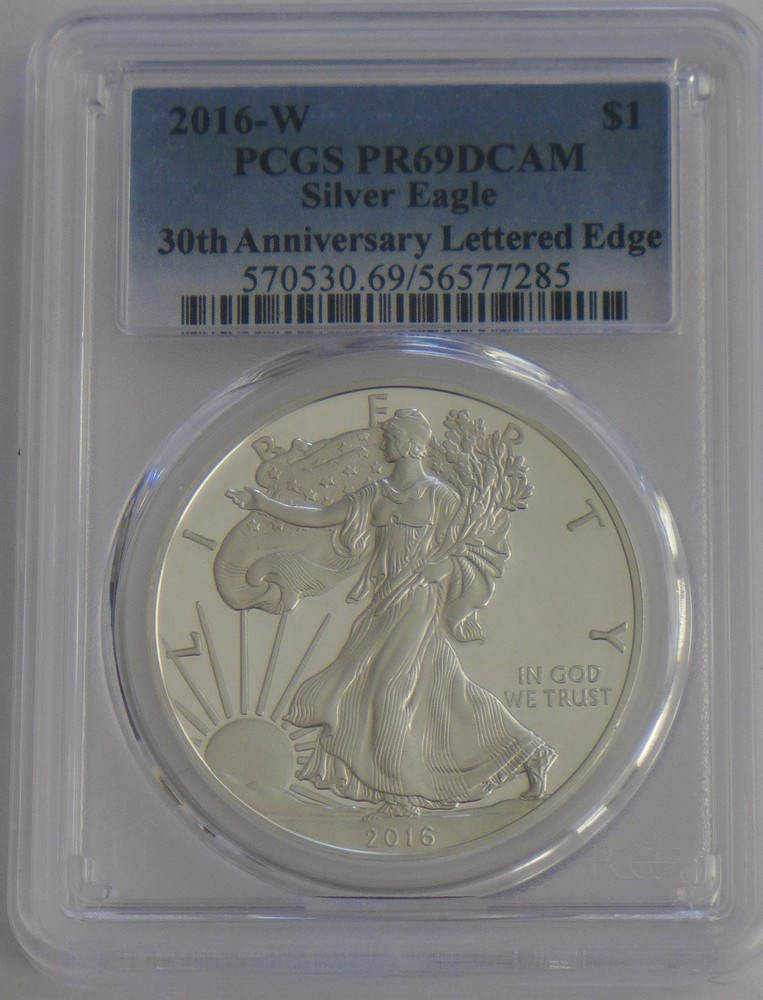 2016 W Silver Eagle PCGS PR69 DCAM Blue Label