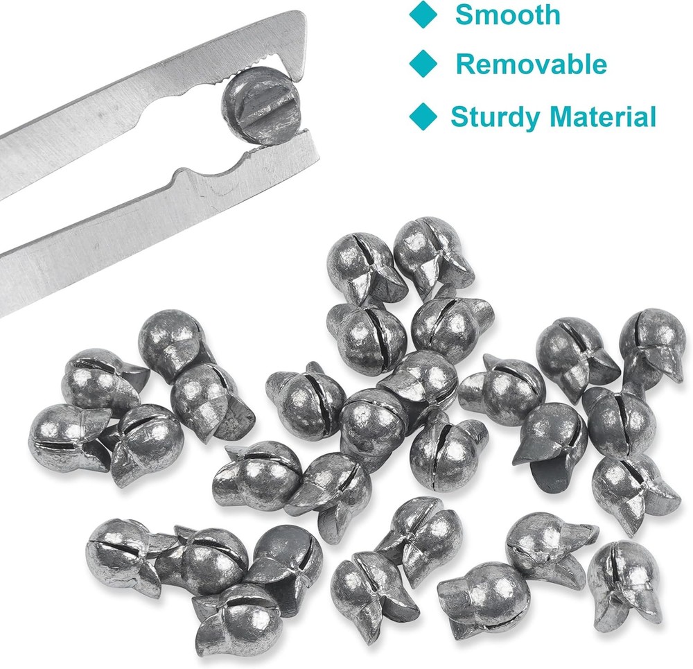 Split Shot Fishing Weights Sinkers Assortment Kit Removable Assorted, Silver