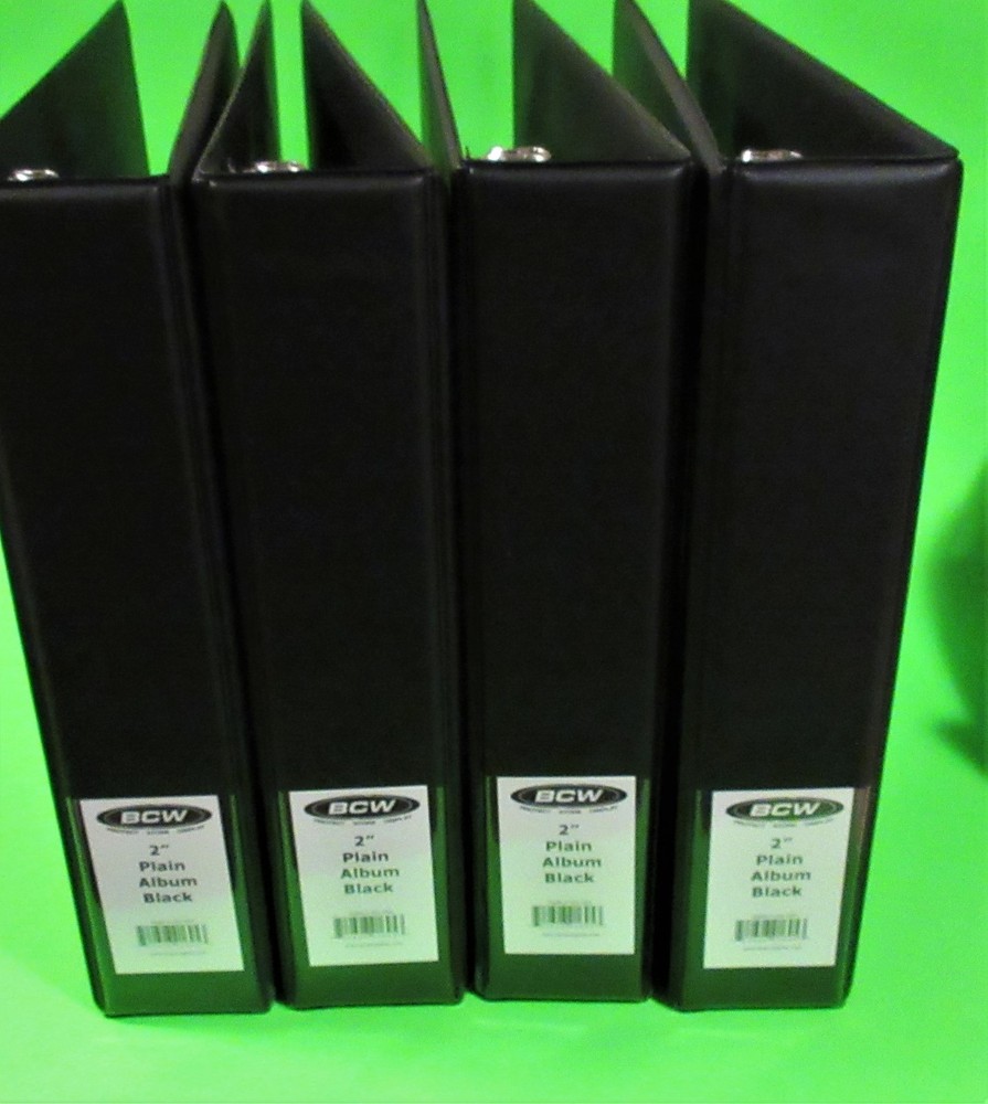 4 BCW 2" ALBUMS - PLAIN BLACK / 3 RING BINDER - HOLDS 60+ PAGES EACH