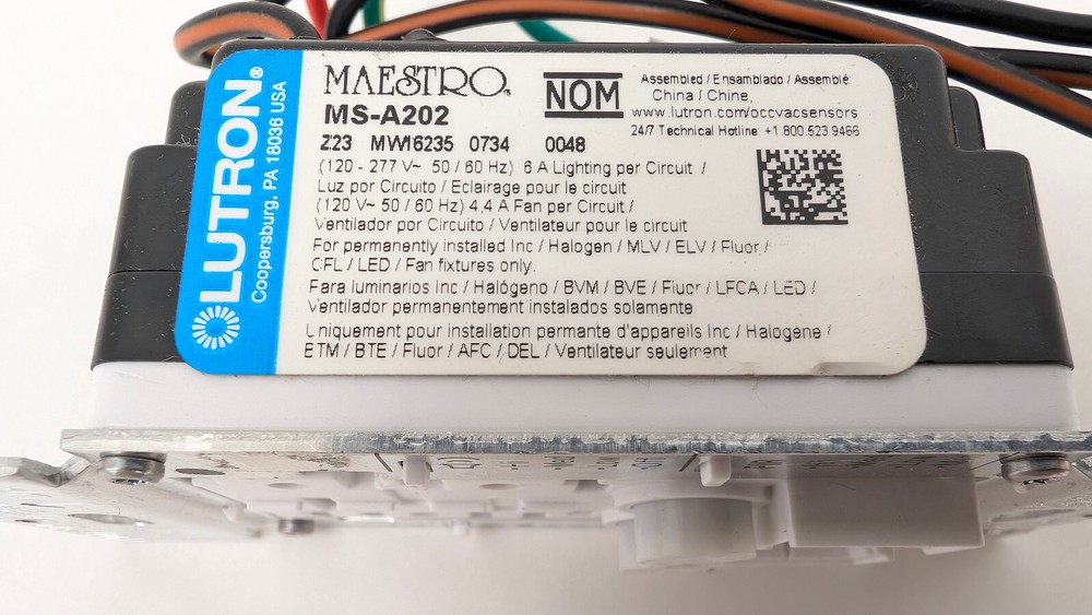 Lutron MS-A202-WH Maestro Dual Technology Occupancy Sensor Switch Dual-Circuit