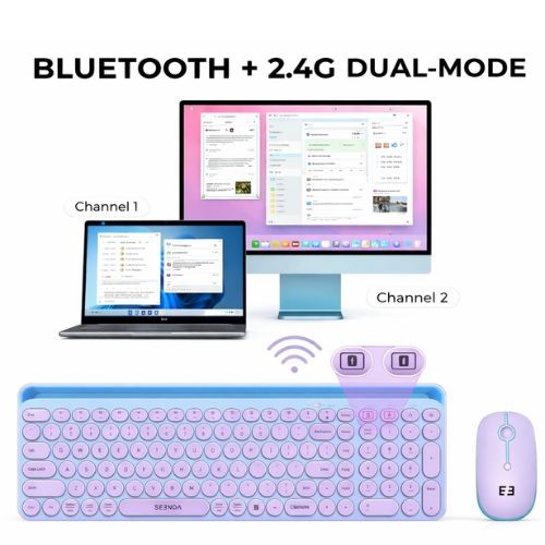 Dual Connection Bluetooth USB Keyboard Mouse Combo for iPad Tablet Laptop PC
