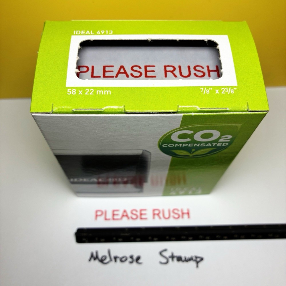 Please Rush Rubber Stamp Red Ink Self Inking Ideal 4913