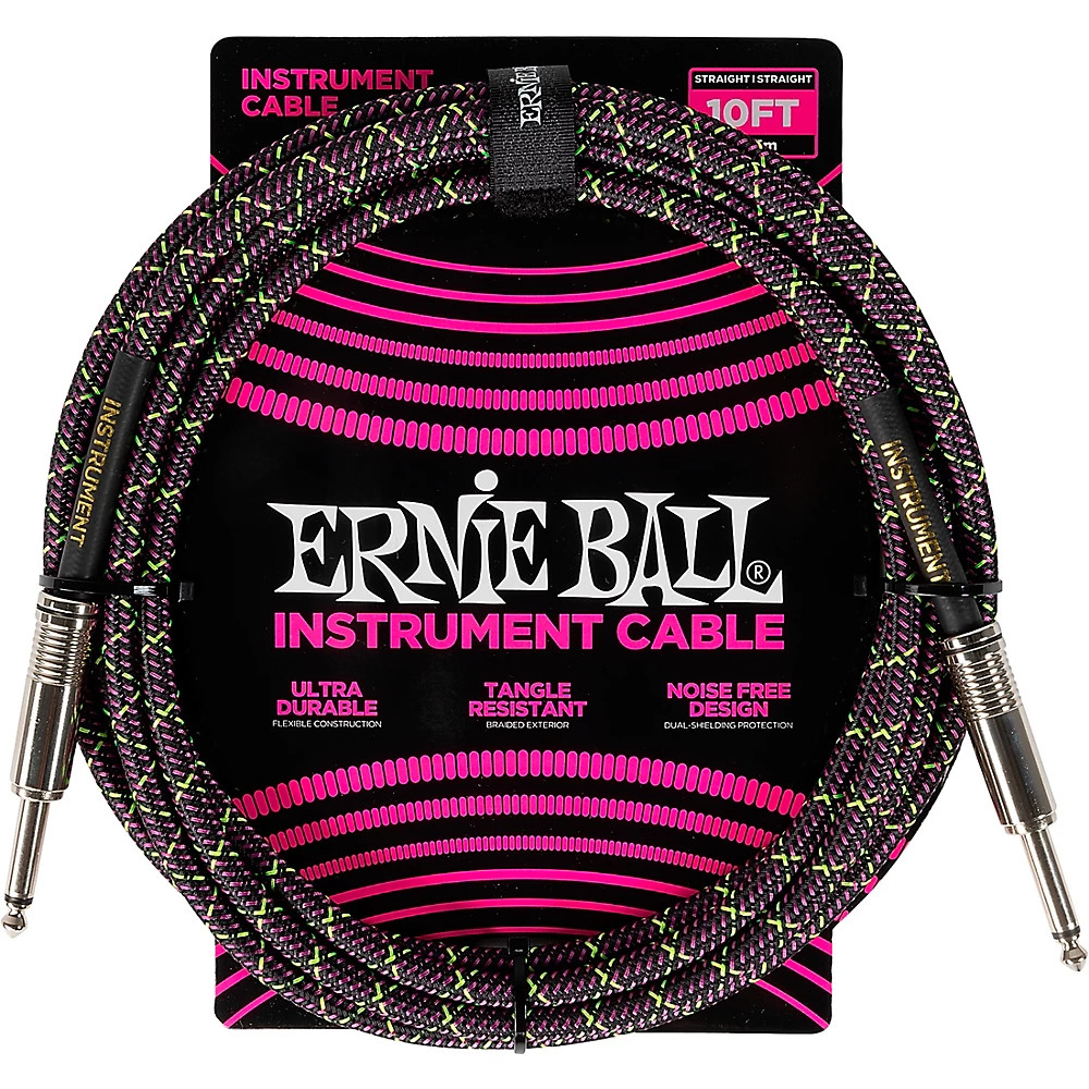 Ernie Ball Braided Instrument Cable Straight/Straight 10 ft. Purple Python