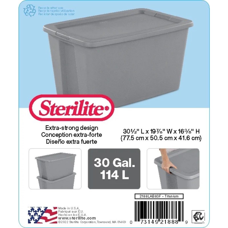 (2 pack) Sterilite Extra Large Storage Bin, 30 Gallon Plastic Storage Container
