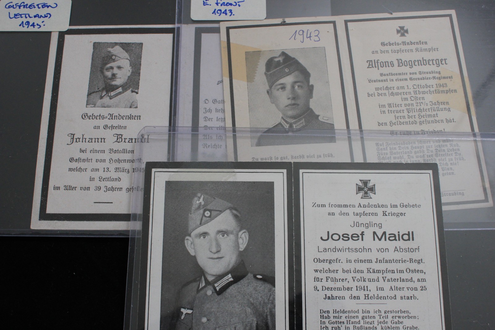 German WWII Double-Sized KIA Military Soldier Death Cards Lot