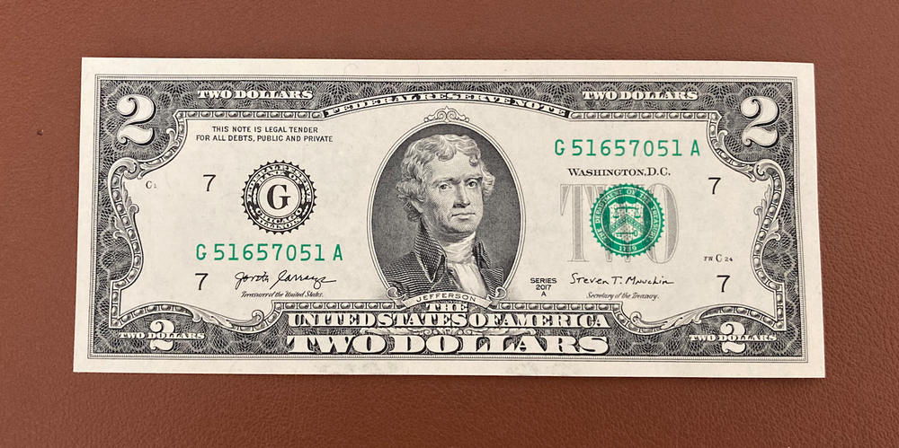 Sequential Uncirculated Two Dollar Bills, $2, Set 2017A