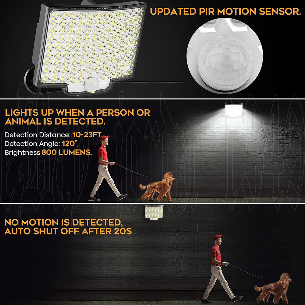 106 LED Solar Powered Motion Sensor Security Light Waterproof Garden Lamp 1/3pcs