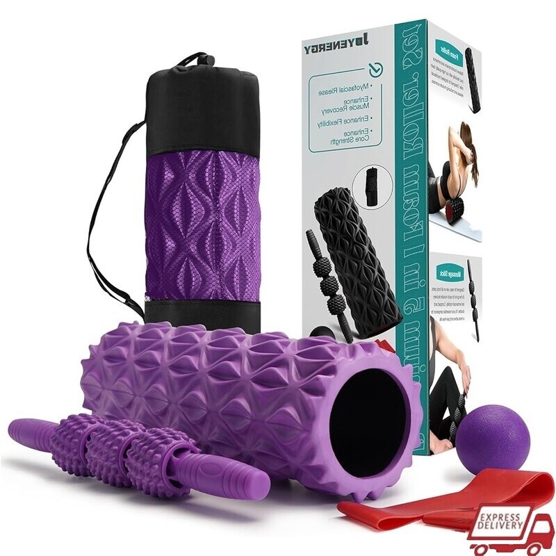 5-in-1 Foam Roller Set Deep Tissue Massage Muscle Relief Mobility Trainer New