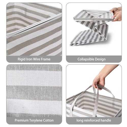 2-Pack Large Laundry Basket,Waterproof Freestanding Laundry 75L Grey