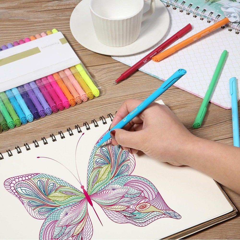 Mr. Pen- Fineliner Pens Colored, 24 Pack, Ergonomic Triangular Colorful...