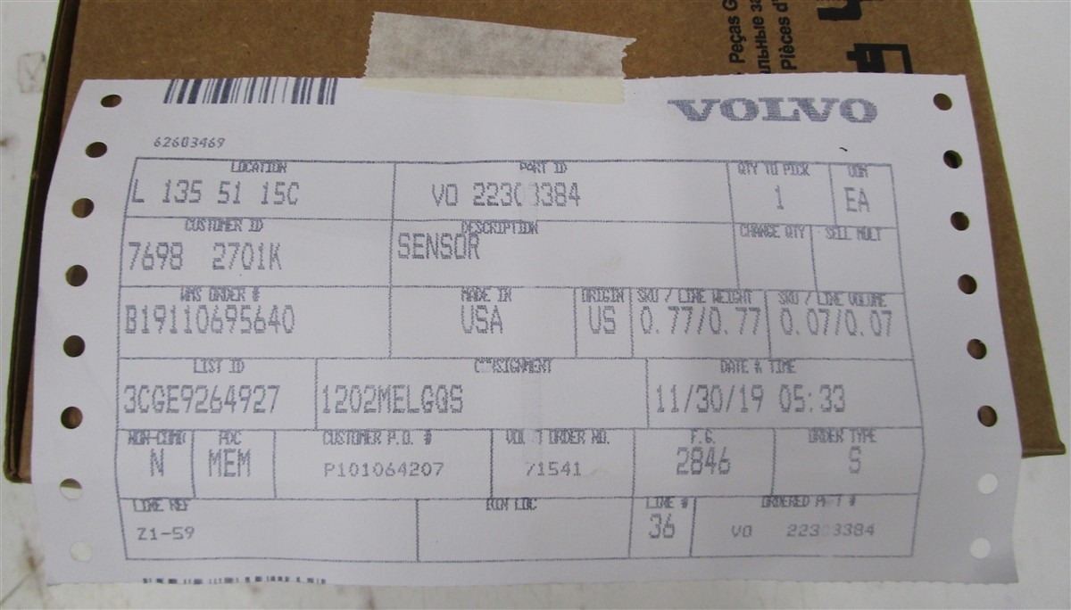 VOLVO 22303384 NOx Sensor GENUINE OEM NEW