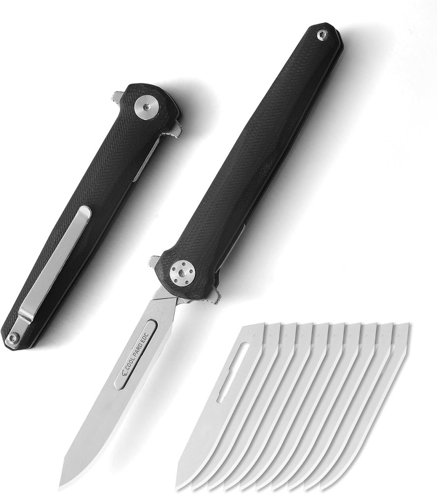 Folding Scalpel Knife，Scalpel Pocket Knife with 10Pcs #60 Replaceable Razor Blad