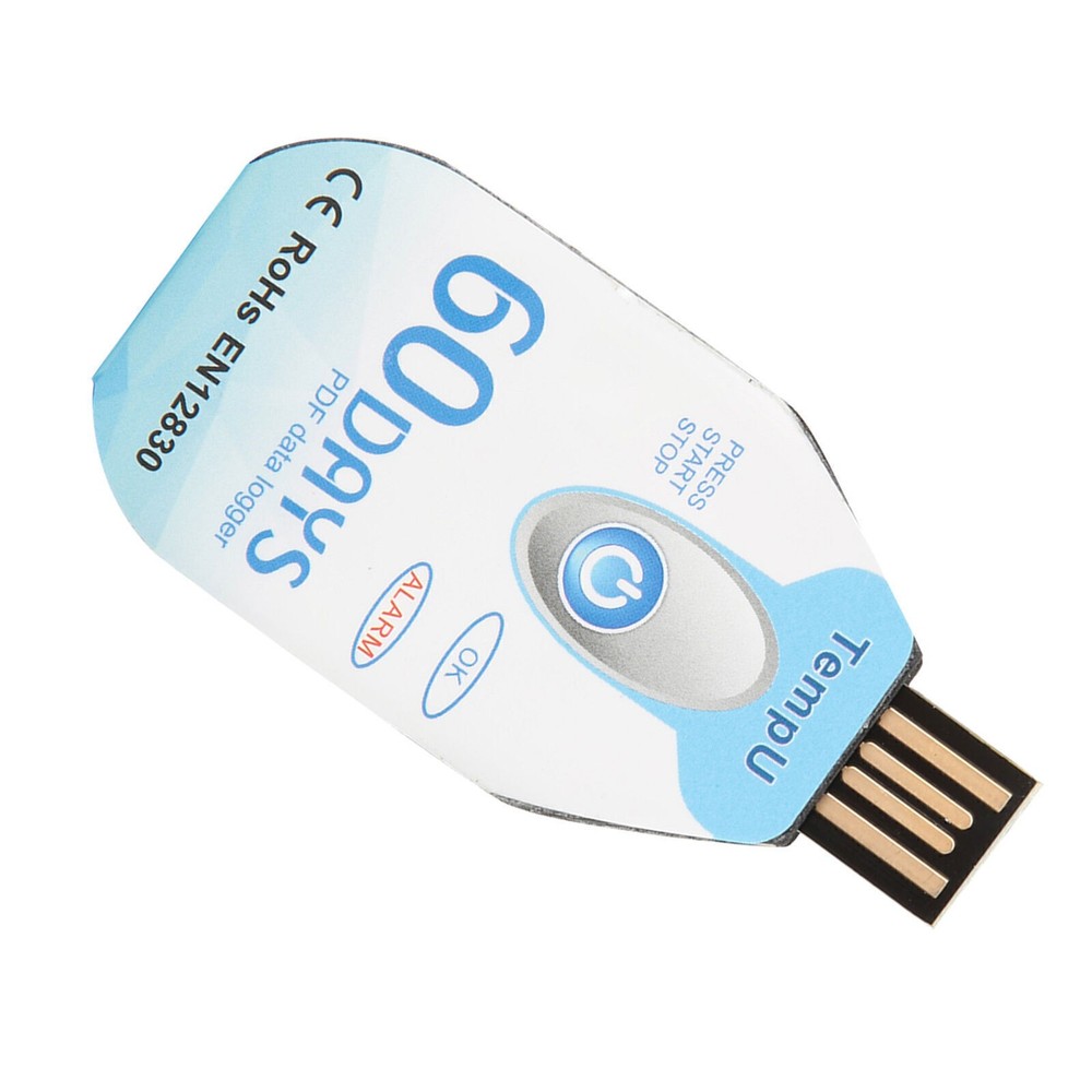 Temperature Data Logger Single Use PDF Report USB Port 10000 Points