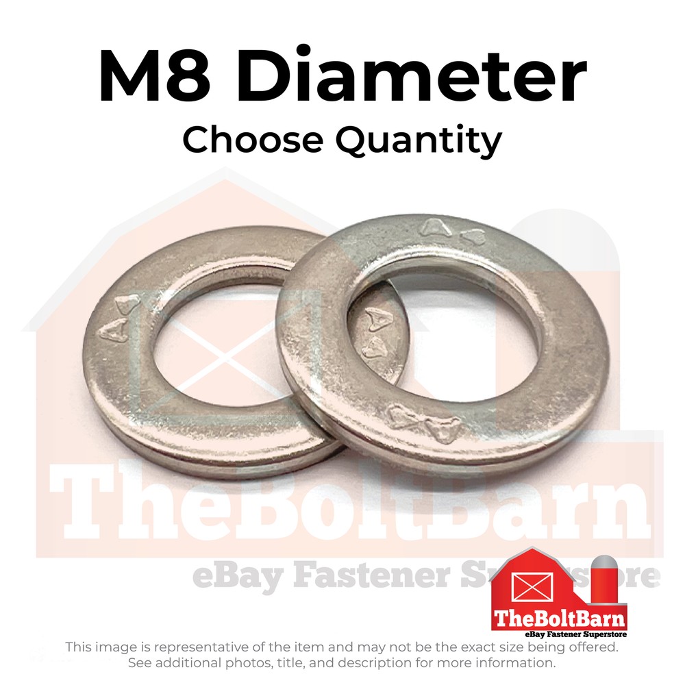 M8 A4-70 Stainless Steel Flat Washers (Pick Quantity)