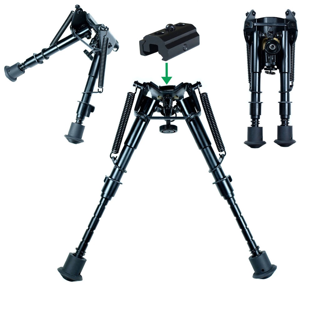 6" to 9" Adjustable Spring Return Swivel / Rotating Bipod with Rail Adapter