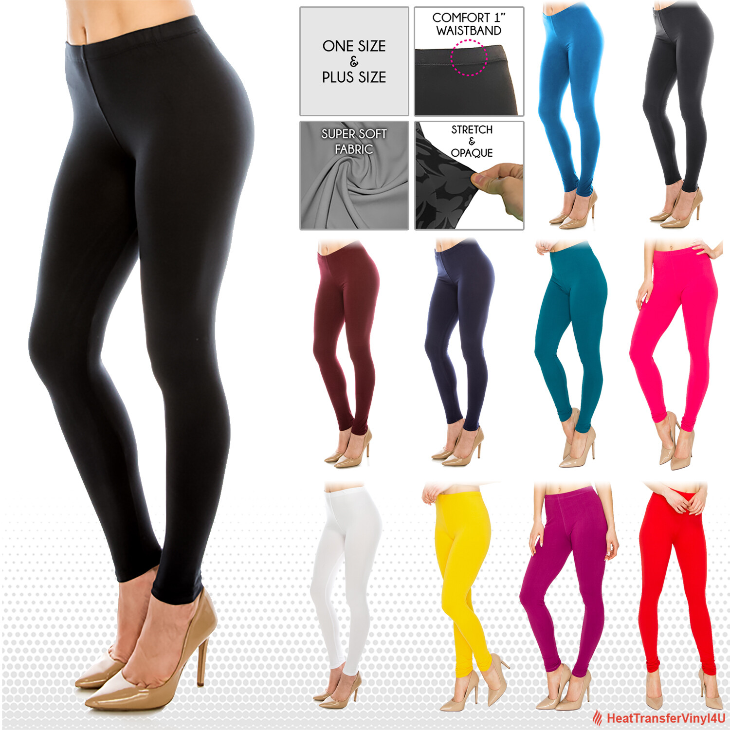 Women's Buttery Ultra Soft Premium Solid Color Leggings - One Size and Plus Size