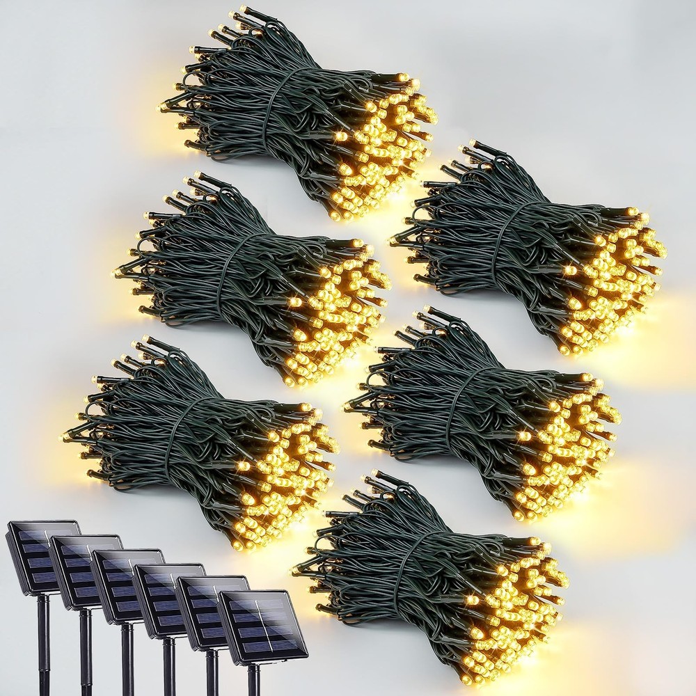 6 Pack 600 LED Solar String Lights for Outside, Solar Christmas Lights Outdoo...