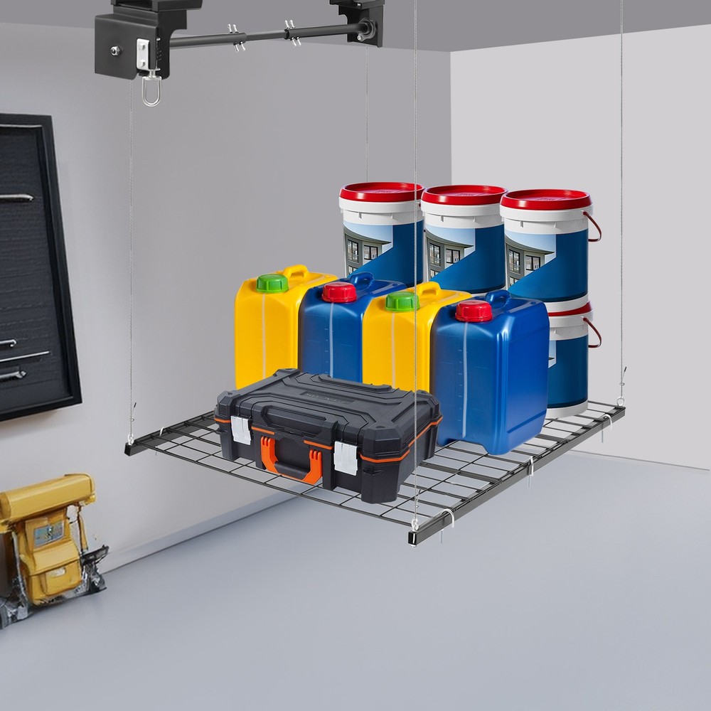 250lb Overhead Garage Lifting Storage Rack Adjustable Height Garage Storage Rack