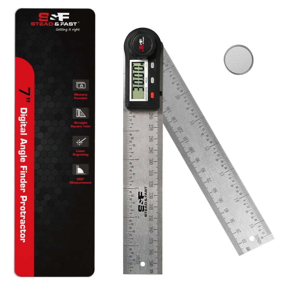 7 Inch Digital Protractor with Hold Function - Ideal for Construction and Craft