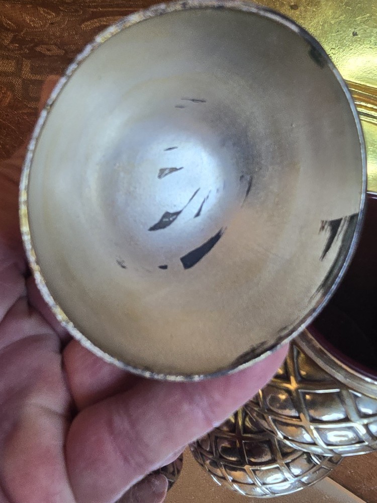 vintage silverplated pineapple trinket /cigarette box