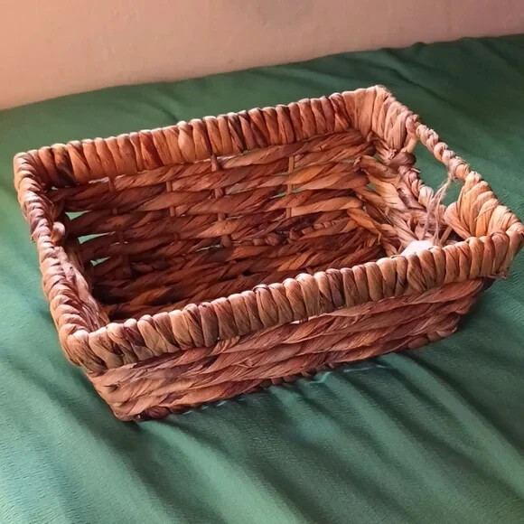New Handcrafted in Vietnam rectangular Basket with Handles
