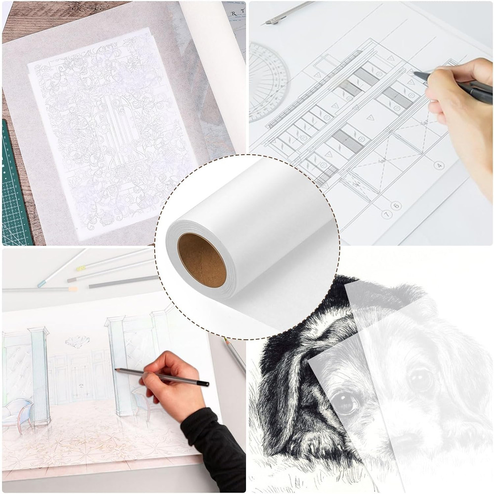 Tracing Paper Roll 17In X 25Yd, White Trace Paper Pattern Paper Translucent Trac