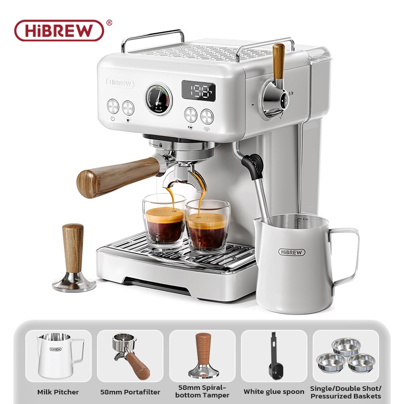 HiBREW Espresso Machine Adjustable Coffee & Steam Temperature, PID Technology