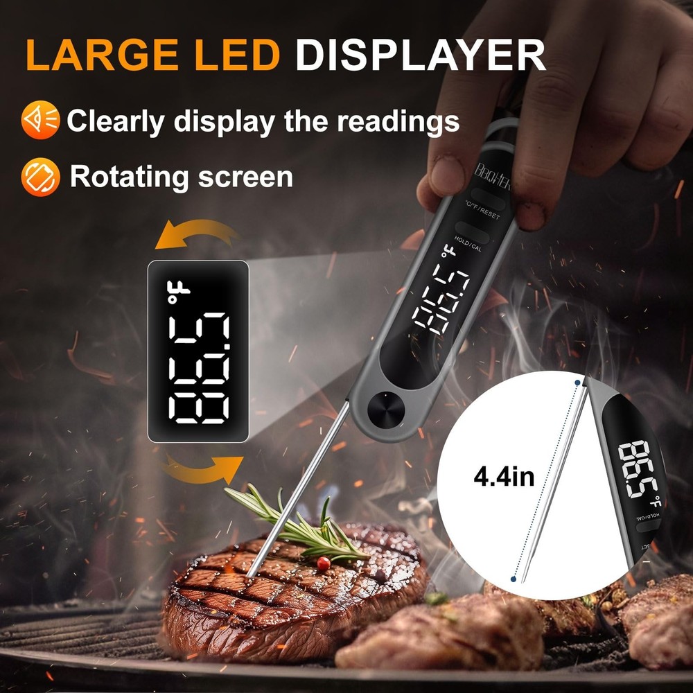 Pro 1s Instant Read Meat Thermometer - 1 Second Quick Temp Reading, IPX7 Wate...