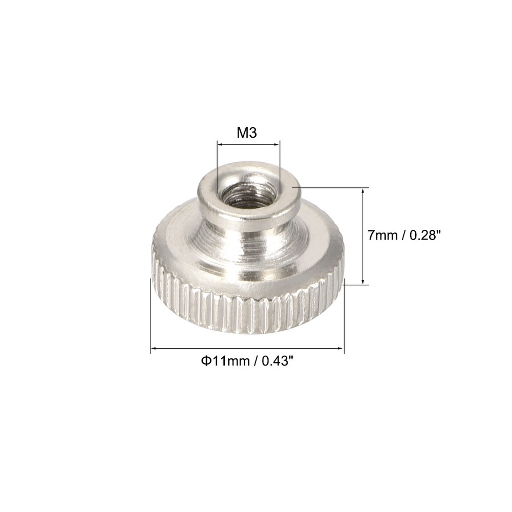 10pcs Knurled Thumb Nut M3x0.5mm Iron Round Knobs Fasteners for 3D Printer
