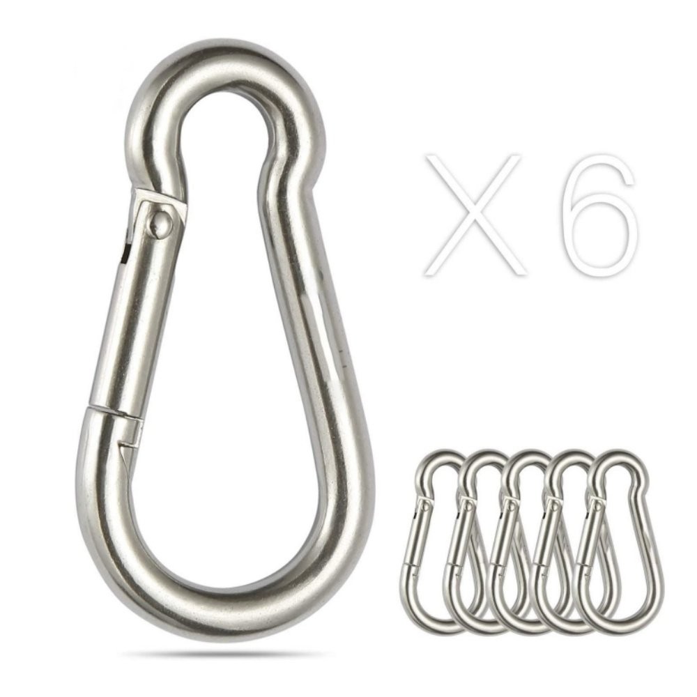 440 Lbs Spring Snap Hook Carabiner Clips Stainless Steel 304, Set Of 6