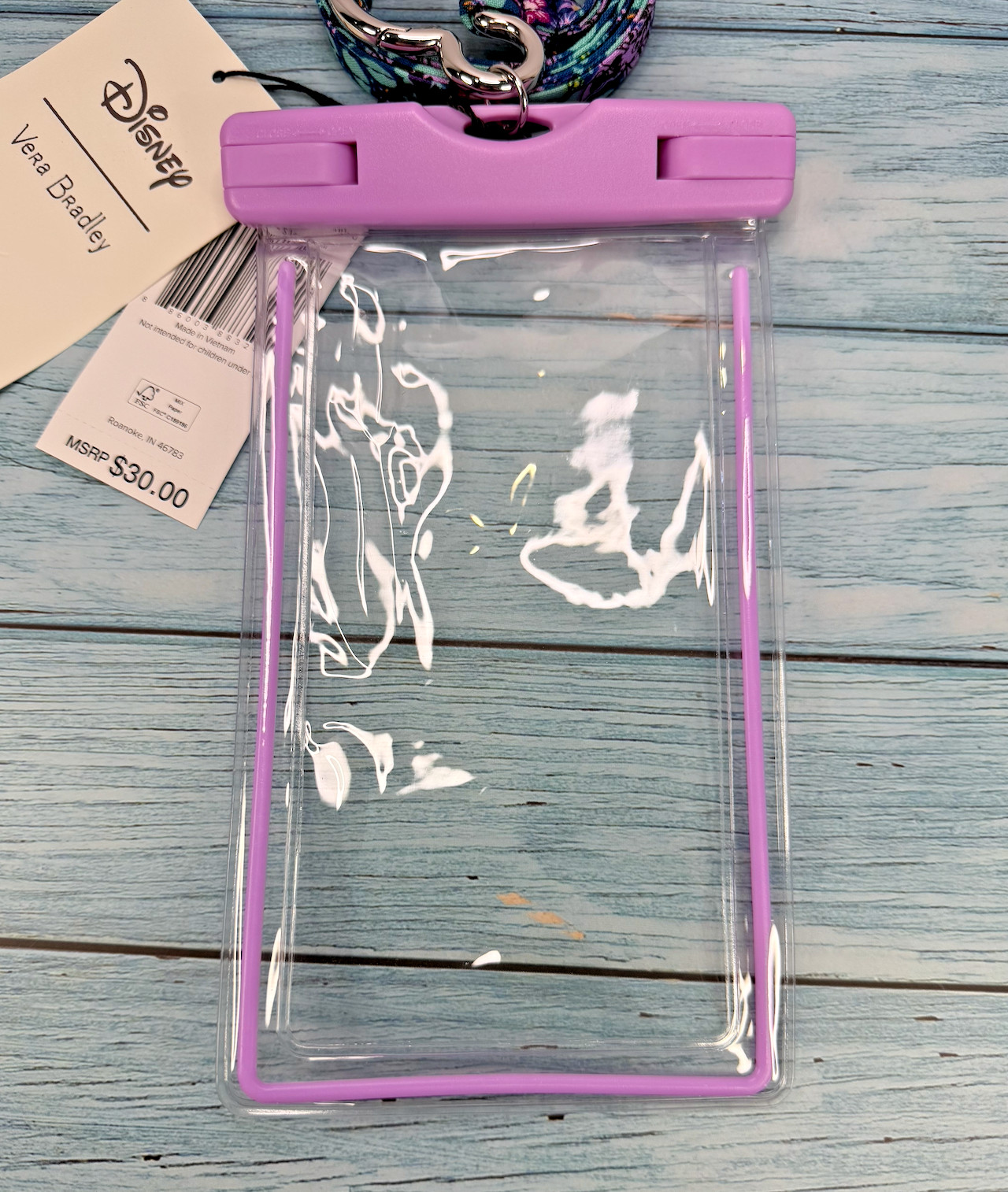 Vera Bradley Disney Mickey Minnie's Vine Floral WATERPROOF PHONE POUCH & LANYARD