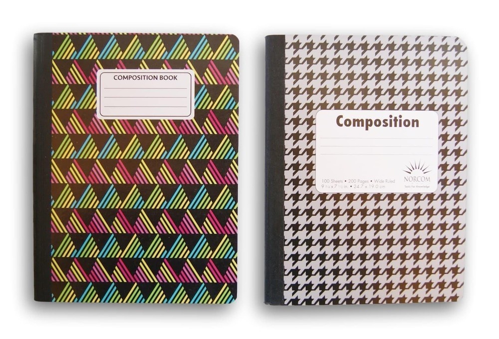 Funky Triangle Patterned Wide Ruled 100 Sheets Composition Notebooks - (Pack of