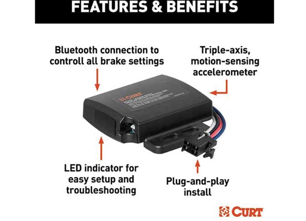 Curt 51190 Echo Under-Dash Brake Controller Bluetooth Smartphone Connection