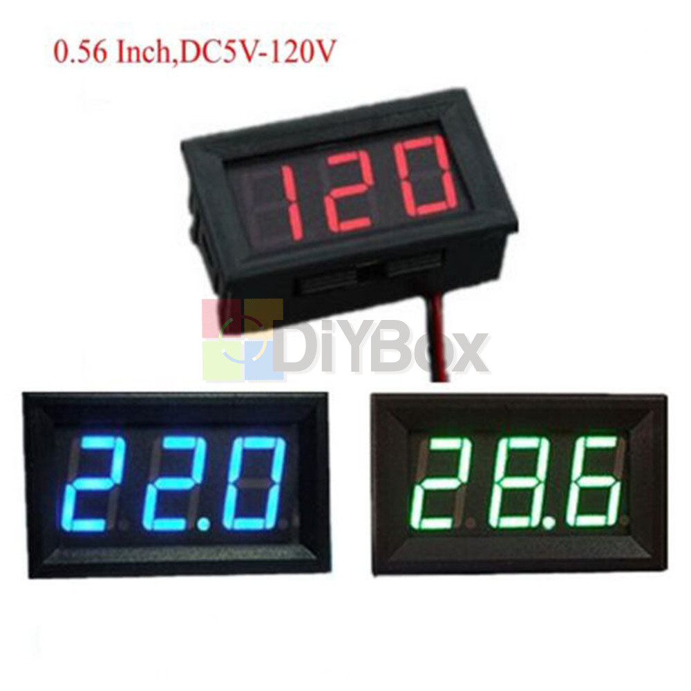 0.56'' Mini DC 5-120V Voltmeter LED Panel 3 Digital Display Voltage Meter 2 wire
